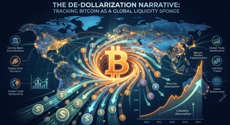 The De-Dollarization Narrative Tracking Bitcoin as a Global Liquidity Sponge